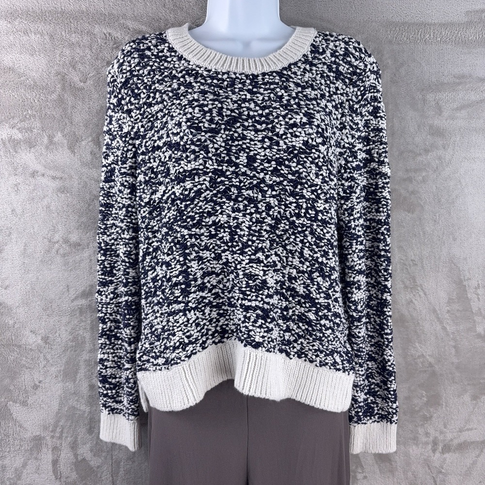 Rag & Bone Jean Textured Knit Pullover Sweater Womens Size Small Navy White